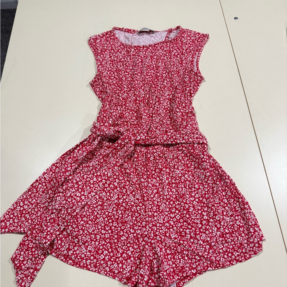 Loft Red Floral Romper